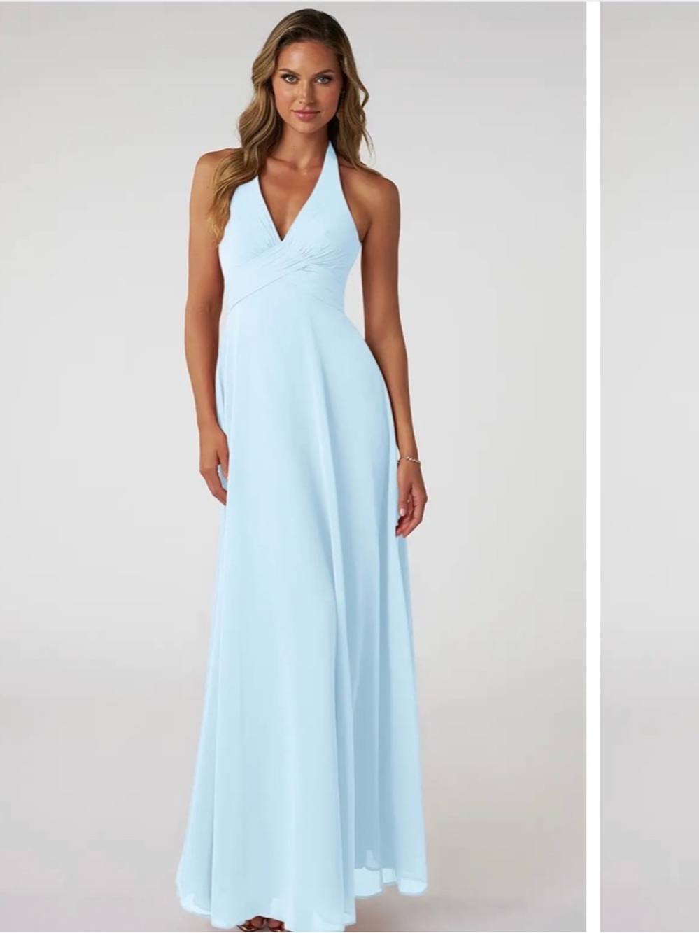 Azazie Light Blue Halter Maxi Dress